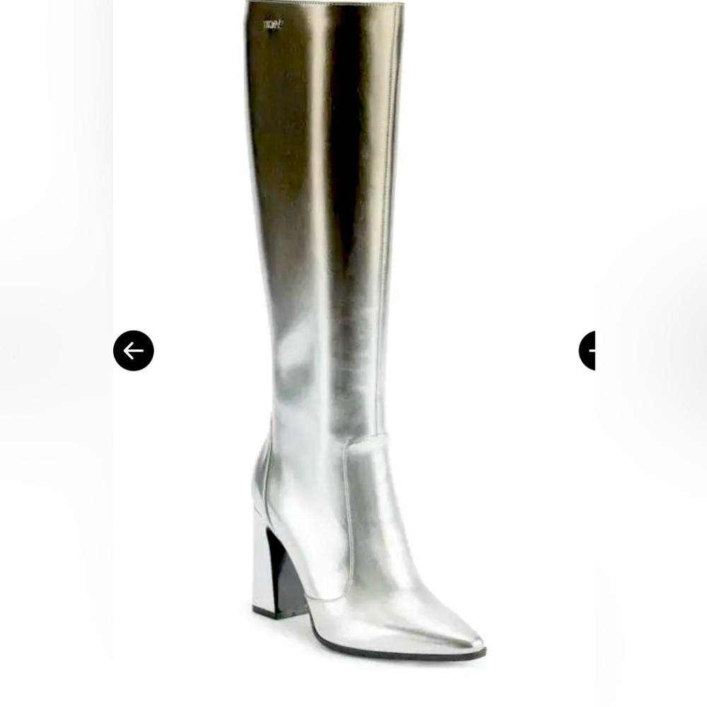 DKNY Metallic Silver Heeled Boots